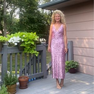 NWT Aqua Sequined Midi Dress - pink